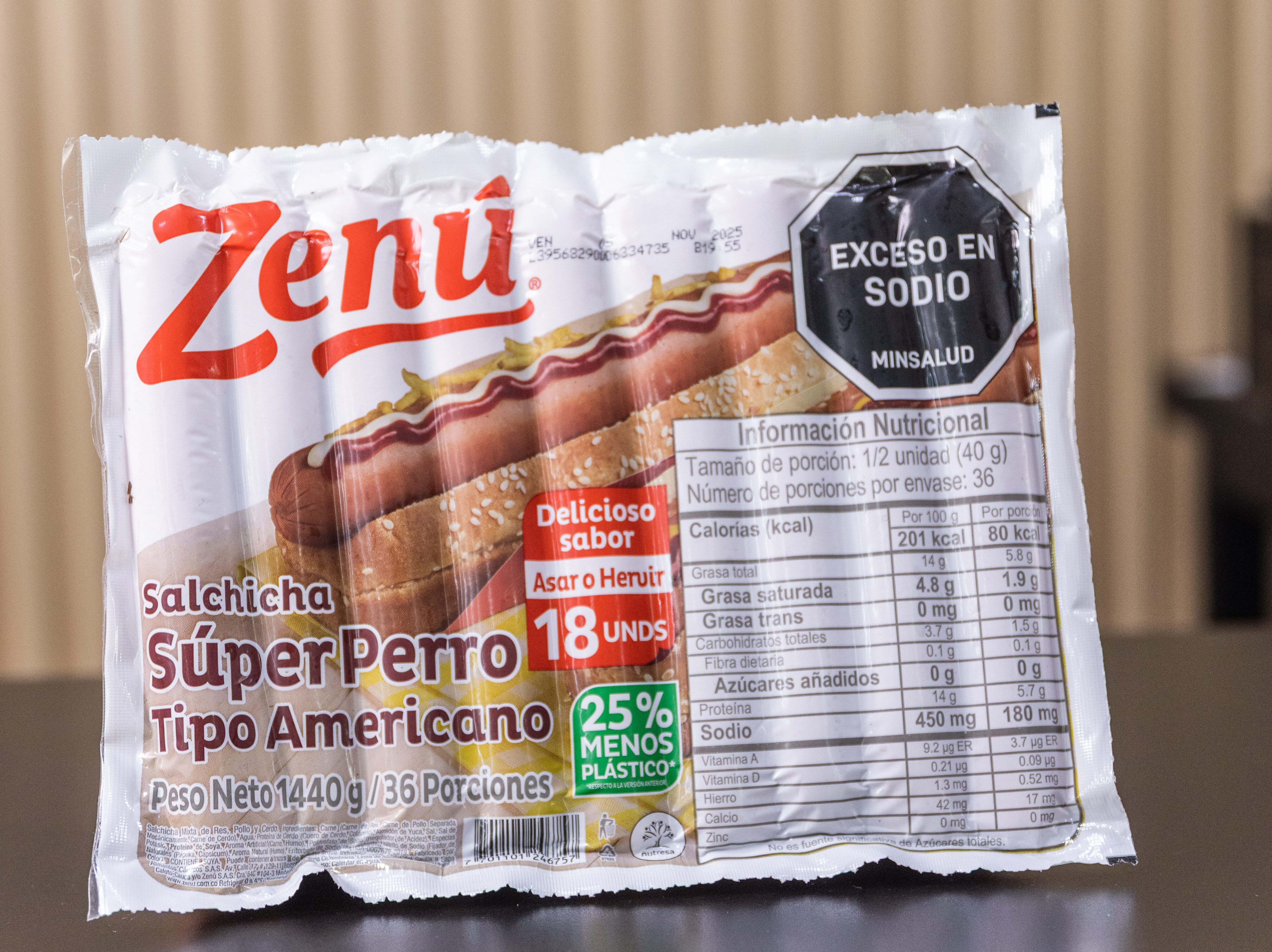 SALCHICHA SUPER PERRO ZENU X 18 UND